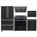 Forno 5-Piece Appliance Package - 30-Inch Electric Range, Under Cabinet Range Hood, French Door Refrigerator, Dishwasher, and 30-Inch Microwave Drawer in Black with Stainless Steel Handle - APR5-6012-30BLK-MWD30