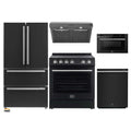 Forno 5-Piece Appliance Package - 30-Inch Electric Range, Under Cabinet Range Hood, French Door Refrigerator, Dishwasher, & 24-Inch Microwave Drawer in Black with Stainless Steel Trim - APR5-6012-30BLK