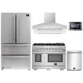 Forno 5-Piece Pro Appliance Package - 48-Inch Gas Range, Refrigerator, Wall Mount Hood, 24-Inch Microwave Drawer, & 3-Rack Dishwasher in Stainless Steel - APR5-6260-48-H-MWD