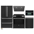 Forno 5-Piece Appliance Package - 30-Inch Induction Range, Under Cabinet Range Hood, Refrigerator, Dishwasher, and 30-Inch Microwave Oven in Black with Stainless Steel Trim - APR5-905-30BLK-MWO30