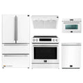 Forno 5-Piece Appliance Package - 30-Inch Inducton Range, Under Cabinet Range Hood, Refrigerator, Dishwasher, and  24-Inch Microwave Oven in White with Stainless Steel Trim - APR5-905-30WHT-MWO24