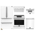 Forno 5-Piece Appliance Package - 30-Inch Induction Range, Under Cabinet Range Hood, Refrigerator, Dishwasher, and  30-Inch Microwave Oven in White with Stainless Steel Trim - APR5-905-30WHT-MWO30