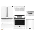 Forno 5-Piece Appliance Package - 30-Inch Induction Range, Under Cabinet Range Hood, Refrigerator, Dishwasher, and  Microwave Drawer in White with Stainless Steel Trim - APR5-905-30WHT