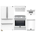 Forno 5-Piece Appliance Package - 30-Inch Induction Range, Under Cabinet Range Hood, French Door Refrigerator, Dishwasher, and 30-Inch Microwave Drawer in White with Stainless Steel Trim - APR5-982-30WHT-MWD30