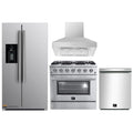 Forno 4-Piece Appliance Package - 36-Inch Gas Range, Refrigerator with Water Dispenser, Wall Mount Hood, & 3-Rack Dishwasher in Stainless Steel - APW4-6244-36-H