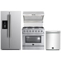 Forno 4-Piece Appliance Package - 36-Inch Gas Range, Refrigerator with Water Dispenser, Wall Mount Hood with Backsplash, & 3-Rack Dishwasher in Stainless Steel - APW4-6244-36