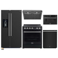 Forno 5-Piece Appliance Package - 30-Inch Electric Range, Under Cabinet Range Hood, Refrigerator with Water Dispenser, Dishwasher, and 30-Inch Microwave Drawer in Black with Stainless Steel Trim - APW5-6012-30BLK-MWD30