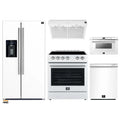 Forno 5-Piece Appliance Package - 30-Inch Electric Range, Under Cabinet Range Hood, Refrigerator with Water Dispenser, Dishwasher, and  Microwave Drawer in White with Stainless Steel Trim - APW5-6012-30WHT