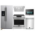 Forno 5-Piece Appliance Package - 30-Inch Inducton Range, Under Cabinet Range Hood, Refrigerator with Water Dispenser, Dishwasher, and 24-Inch Microwave Oven in Stainless Steel - APW5-905-30-MWO24