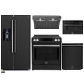 Forno 5-Piece Appliance Package - 30-Inch Induction Range, Under Cabinet Range Hood, Refrigerator with Water Dispenser, Dishwasher, and 30-Inch Microwave Drawer in Black with Stainless Steel Trim - APW5-905-30BLK-MWD30