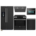 Forno 5-Piece Appliance Package - 30-Inch Inducton Range, Under Cabinet Range Hood, Refrigerator with Water Dispenser, Dishwasher, and  24-Inch Microwave Oven in Black with Stainless Steel Trim - APW5-905-30BLK-MWO24