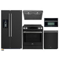 Forno 5-Piece Appliance Package - 30-Inch Induction Range, Under Cabinet Range Hood, Refrigerator with Water Dispenser, Dishwasher, and 30-Inch Microwave Oven in Black with Stainless Steel Trim - APW5-905-30BLK-MWO30