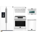 Forno 5-Piece Appliance Package - 30-Inch Inducton Range, Under Cabinet Range Hood, Refrigerator with Water Dispenser, Dishwasher, and  24-Inch Microwave Oven in White with Stainless Steel Trim - APW5-905-30WHT-MWO24