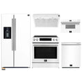 Forno 5-Piece Appliance Package - 30-Inch Induction Range, Under Cabinet Range Hood, Refrigerator with Water Dispenser, Dishwasher, and 30-Inch Microwave Oven in White with Stainless Steel Trim - APW5-905-30WHT-MWO30