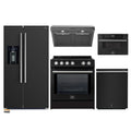 Forno 5-Piece Appliance Package - 30-Inch Induction Range, Under Cabinet Range Hood, Refrigerator with Water Dispenser, Dishwasher, and 30-Inch Microwave Drawer in Black with Stainless Steel Trim - APW5-982-30BLK-MWD30