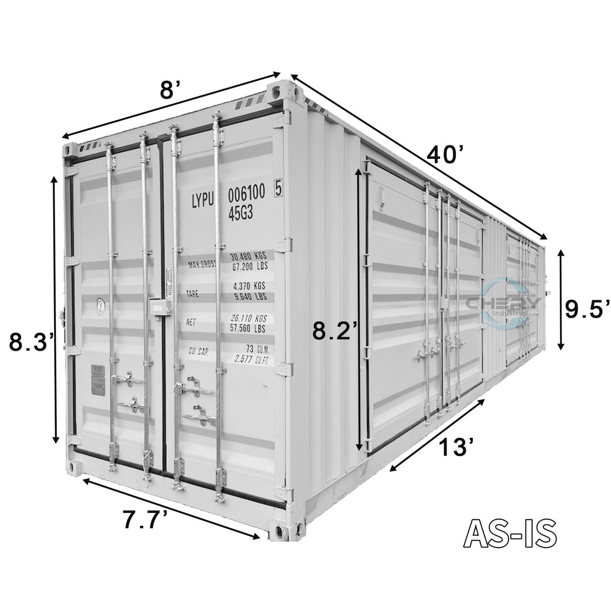 Chery Industrial [AS-IS] 40ft High Cube Container with 2 Side Doors D_CH000039