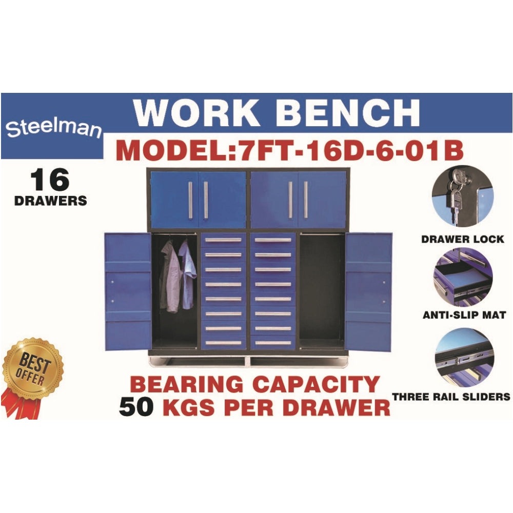 Chery Industrial [AS-IS] 7' Garage Storage Cabinets (16 Drawers)