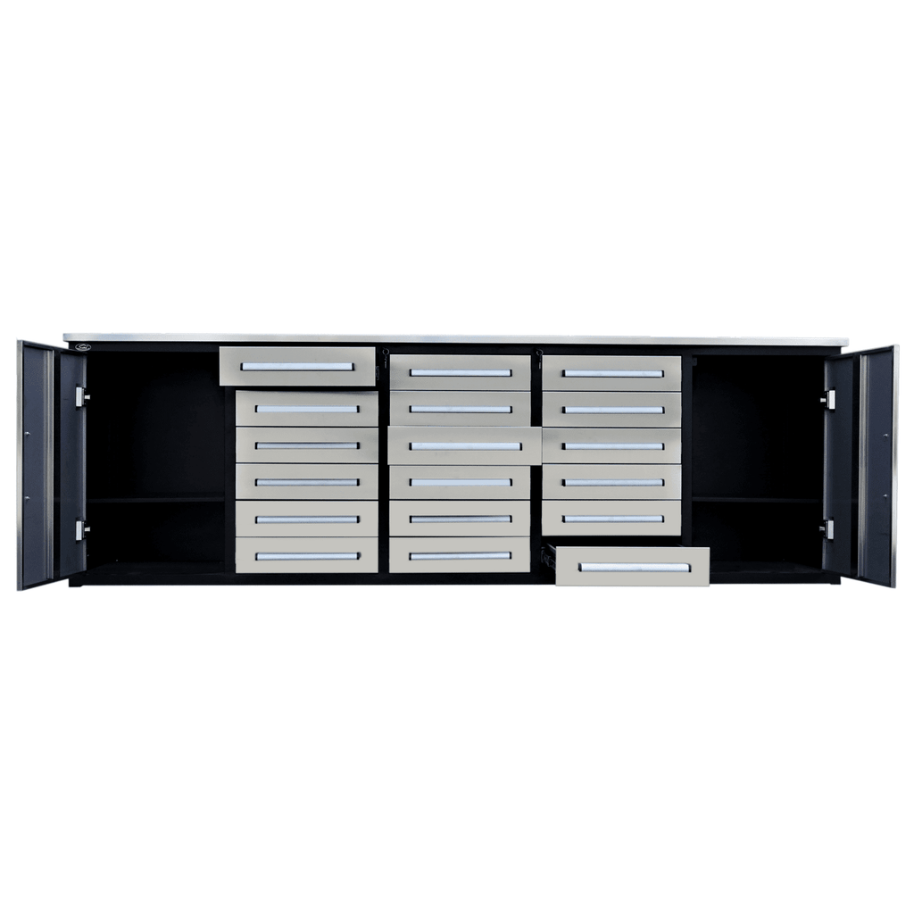Chery Industrial [AS-IS] 10ft Storage Cabinet with Workbench (18 Drawers & 2 Cabinets)