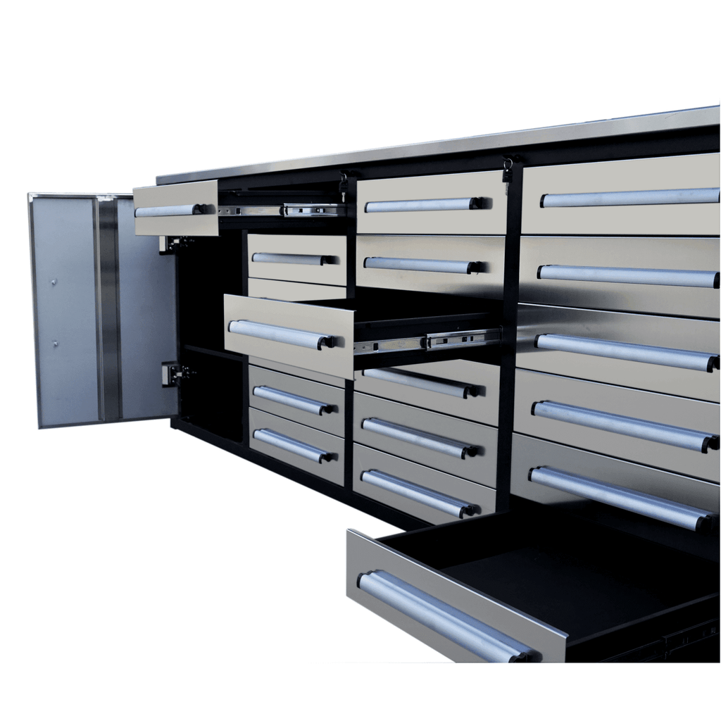 Chery Industrial [AS-IS] 10ft Storage Cabinet with Workbench (18 Drawers & 2 Cabinets)