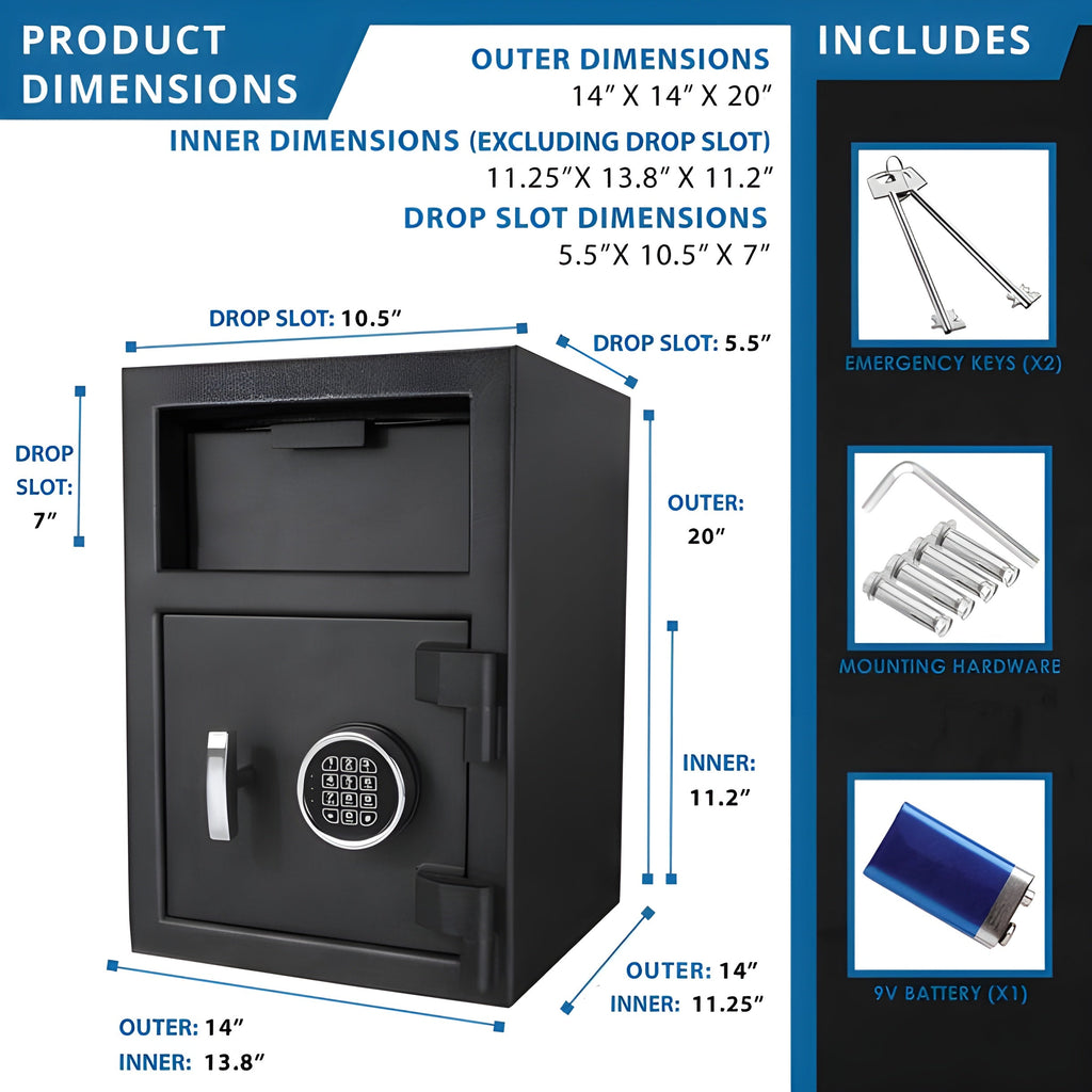 Barska DX Keypad Style One Compartment Depository Safes | Keypad-F Style, Heavy-Walled Steel Construction - AX12590