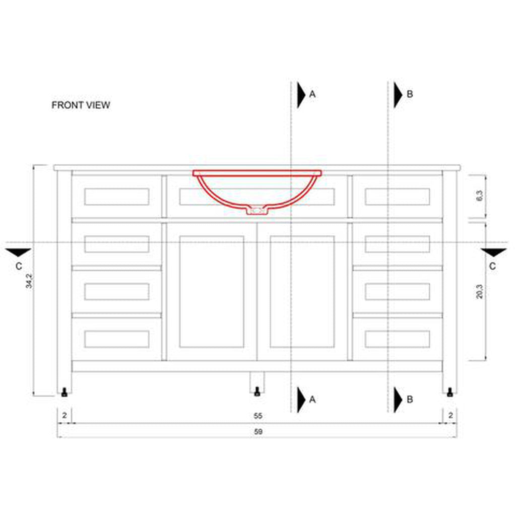 Alya Bath Norwalk 60" Single Espresso Freestanding  Bathroom Vanity With Carrara Marble Top, Ceramic Sink and Wall Mounted Mirror - HE-101-60S-E-CWMT + AT-48-M-B