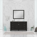Alya Bath Norwalk 60" Single Espresso Freestanding  Bathroom Vanity With Carrara Marble Top, Ceramic Sink and Wall Mounted Mirror - HE-101-60S-E-CWMT + AT-48-M-B