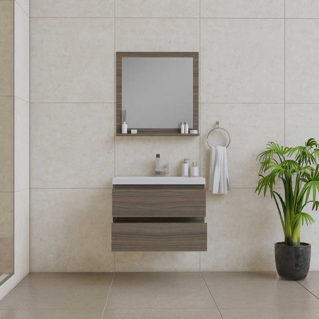 Alya Bath Paterno 30" Single Gray Wall Mounted  Bathroom Vanity With Acrylic Top and Integrated Sink - AB-MOF30-G