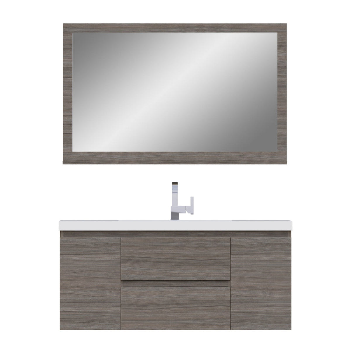 Alya Bath Paterno 48" Single Gray Modern Wall Mounted Bathroom Vanity With Acrylic Top and Integrated Sink - AB-MOF48-G