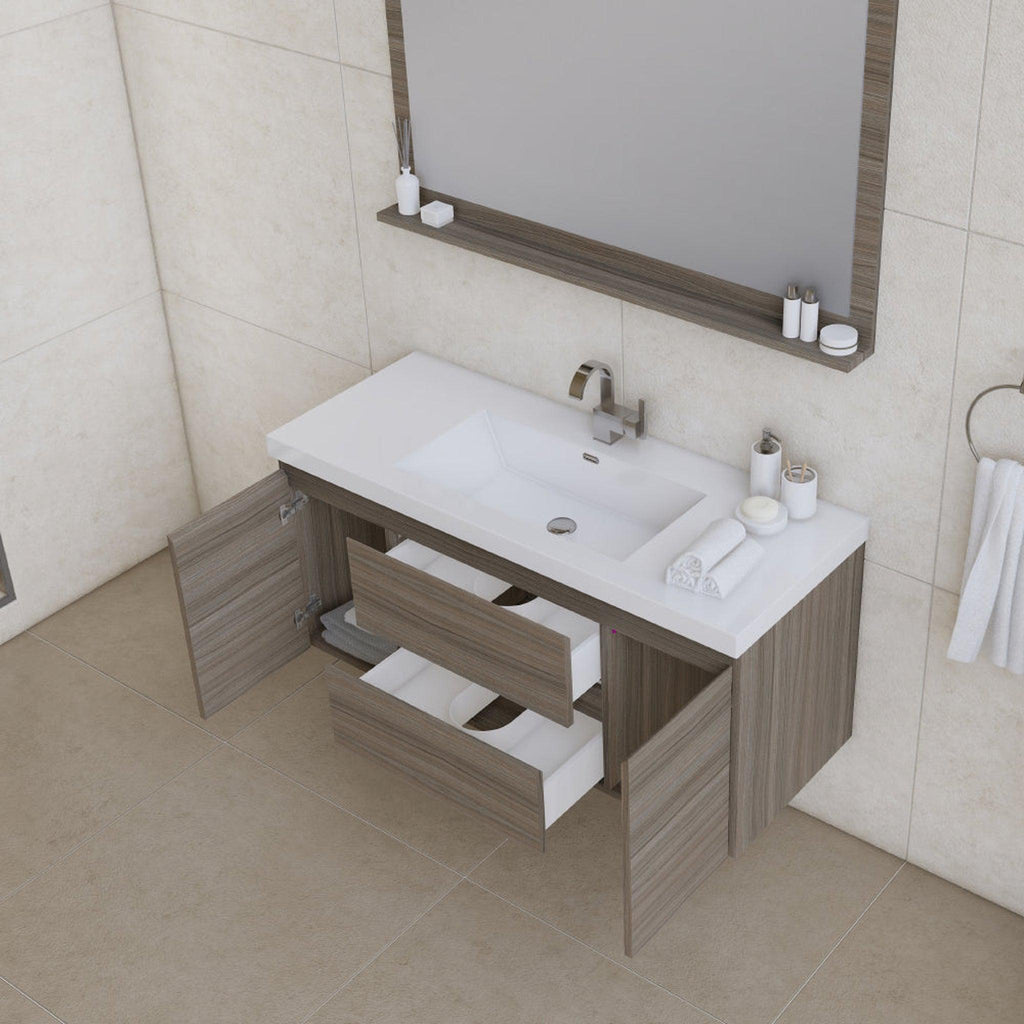 Alya Bath Paterno 48" Single Gray Modern Wall Mounted Bathroom Vanity With Acrylic Top and Integrated Sink - AB-MOF48-G