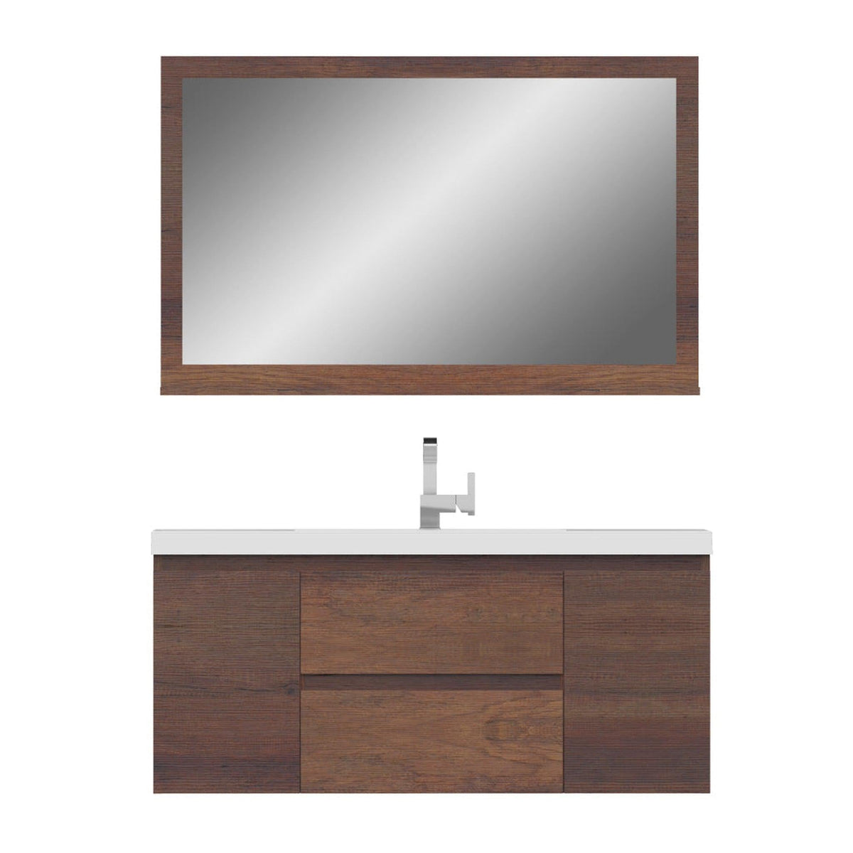 Alya Bath Paterno 48" Single Rosewood Modern Wall Mounted Bathroom Vanity With Acrylic Top and Integrated Sink - AB-MOF48-RW