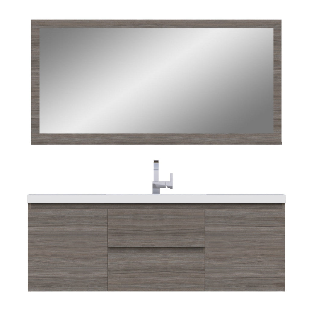 Alya Bath Paterno 60" Single Gray Modern Wall Mounted  Bathroom Vanity With Acrylic Top and Integrated Sink - AB-MOF60S-G