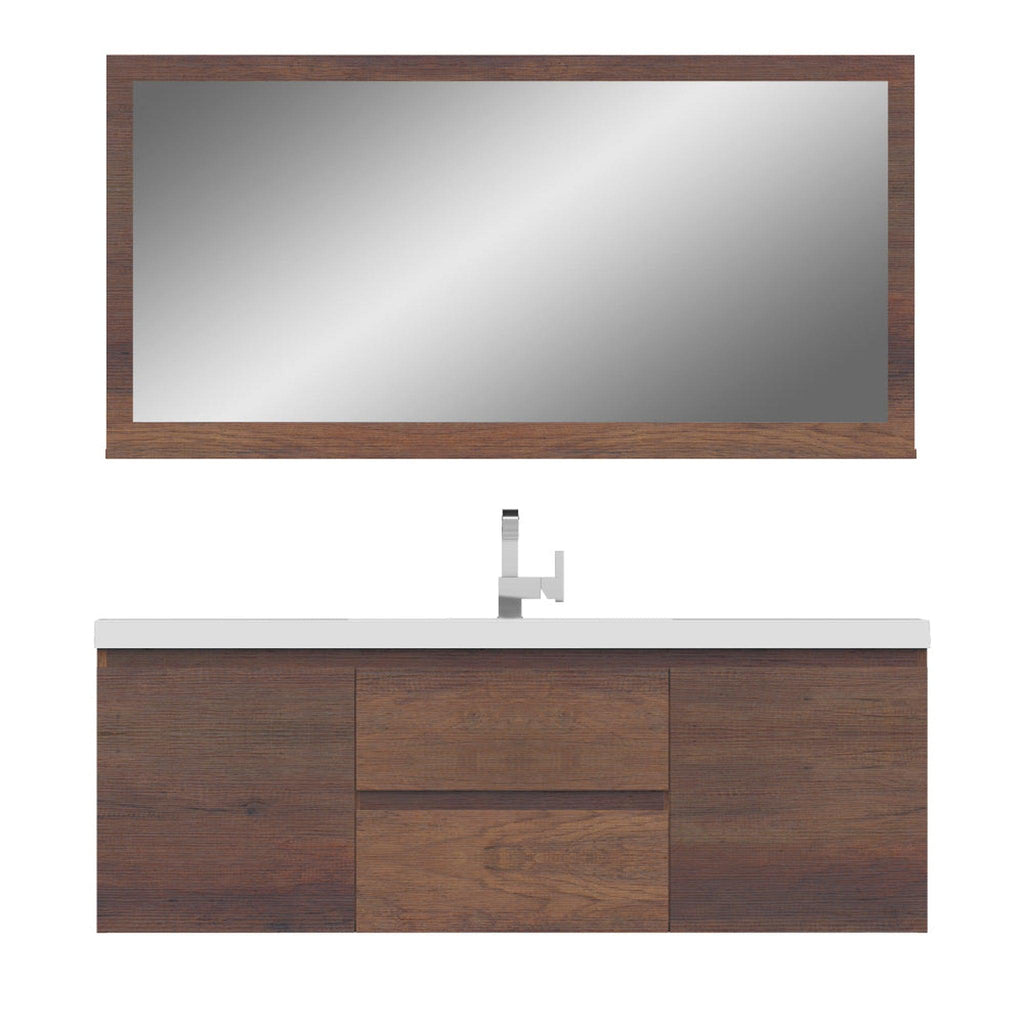 Alya Bath Paterno 60" Single Rosewood Modern Wall Mounted  Bathroom Vanity With Acrylic Top and Integrated Sink - AB-MOF60S-RW