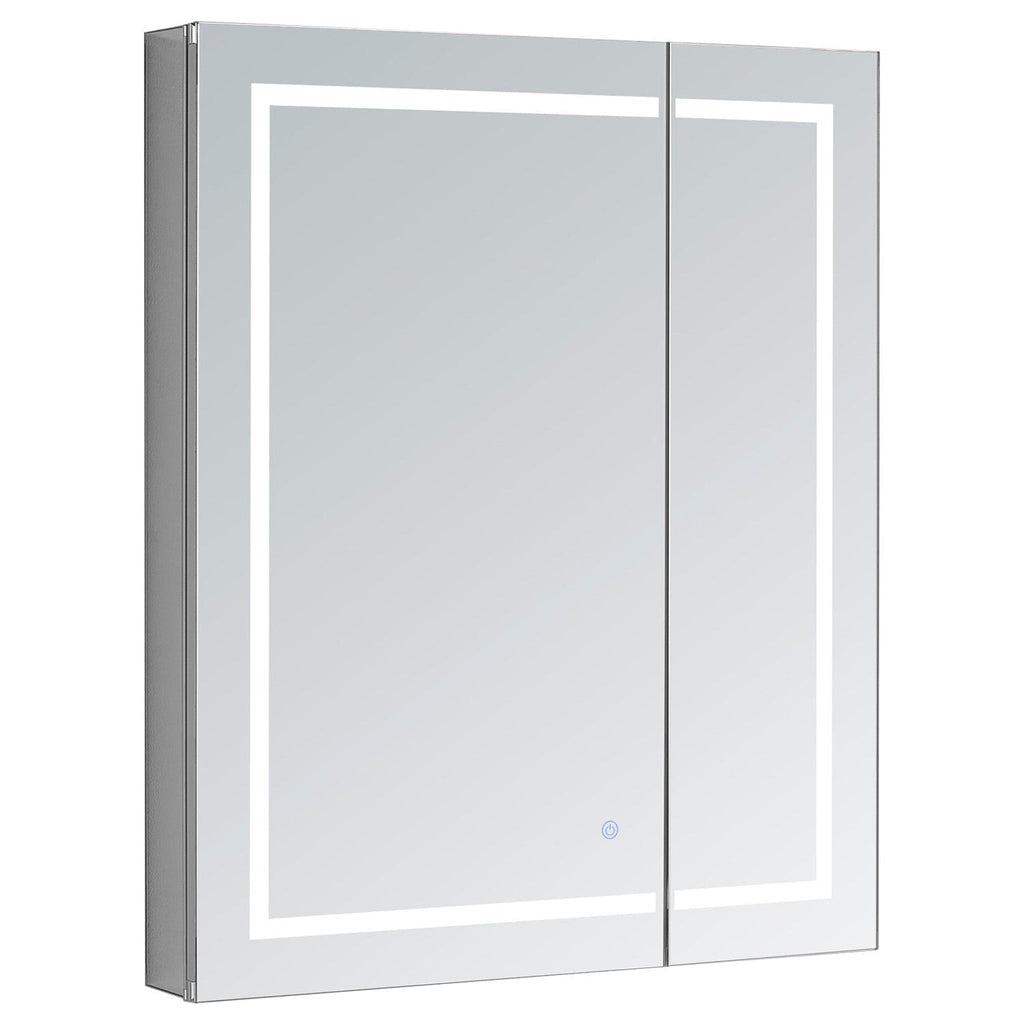Aquadom Royale Basic 30" x 30" Single View Right Hinged Recessed or Surface Mount Medicine Cabinet With LED Lighting, Touch Screen Button, Dimmer - RB-3030-N
