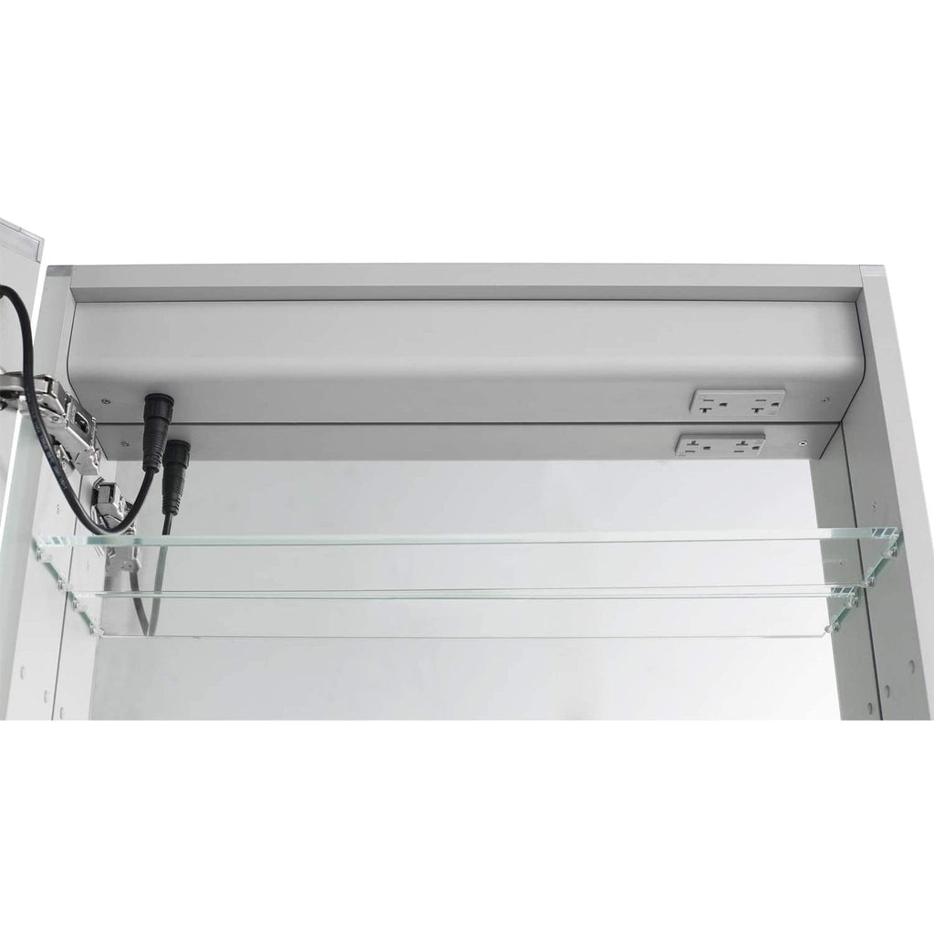 Aquadom Royale Plus 30" x 30" Square Recessed or Surface Mount Bi-View LED Lighted Bathroom Medicine Cabinet With Defogger, Electrical Outlet, Magnifying Mirror - RP-3030-N