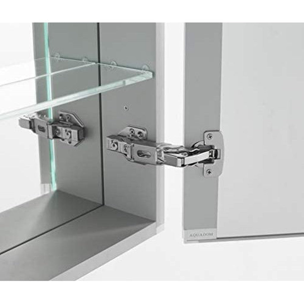 Aquadom Royale Plus 36" x 30" Rectangle Recessed or Surface Mount Bi-View LED Lighted Bathroom Medicine Cabinet With Defogger, Electrical Outlet, Magnifying Mirror - RP-3630-N