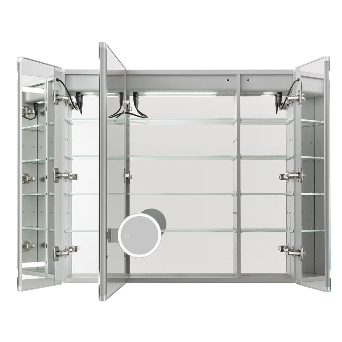Aquadom Royale Plus 40" x 30" Triple-Door LED Lighted Medicine Cabinet With Defogger, Integrated LED 3X Magnifying Mirror and Electrical Outlet With USB - RP3-4030-N