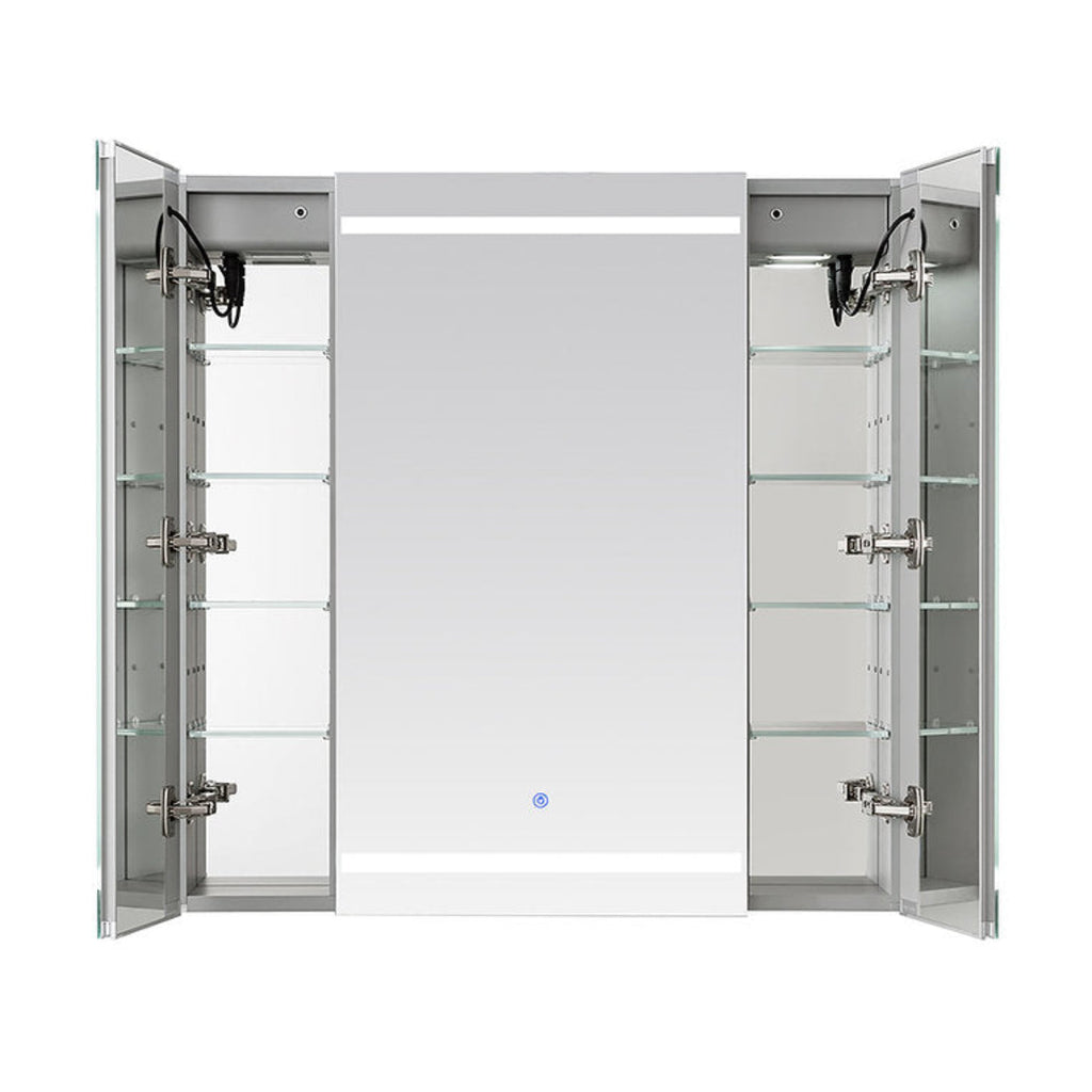 Aquadom Royale Plus 40" x 36" Triple-Door LED Lighted Medicine Cabinet With Defogger, Integrated LED 3X Magnifying Mirror and Electrical Outlet With USB - RP3-4036-N