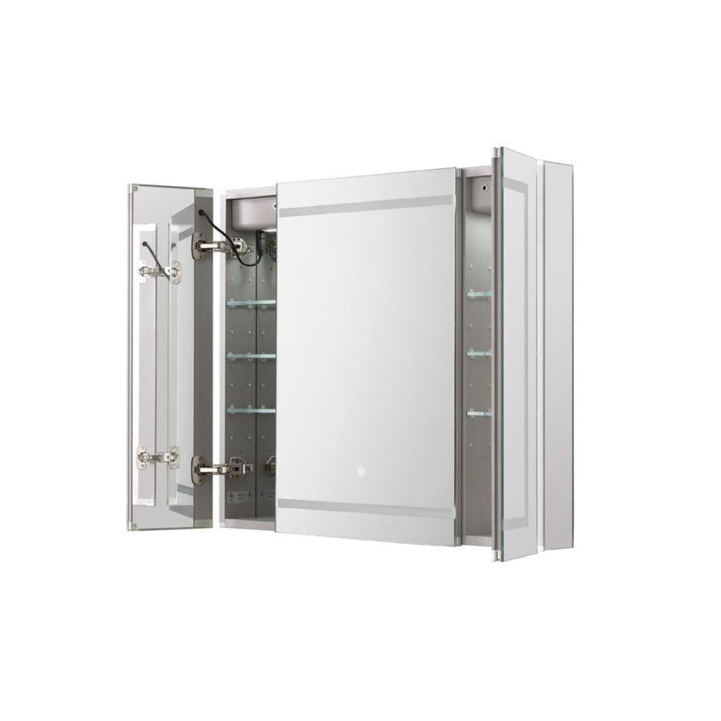 Aquadom Royale Plus 48" x 36" Triple-Door LED Lighted Medicine Cabinet With Defogger, Integrated LED 3X Magnifying Mirror and Electrical Outlet With USB - RP3-4836-N