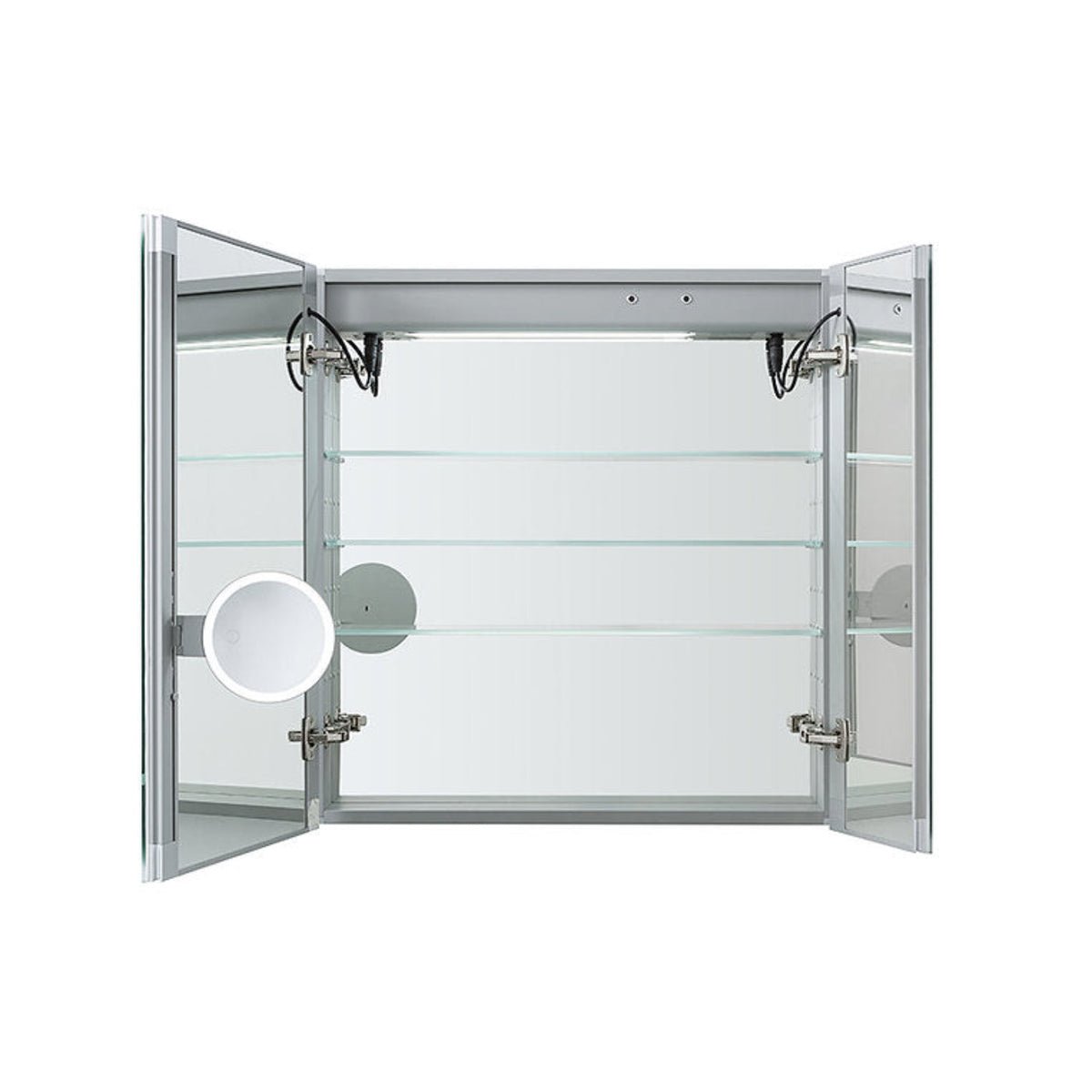 Aquadom Signature Royale 36" x 36" Double-Door LED Lighted Medicine Cabinet With Defogger, Integrated LED 3X Magnifying Mirror and Electrical Outlet With USB - SR-3636-N