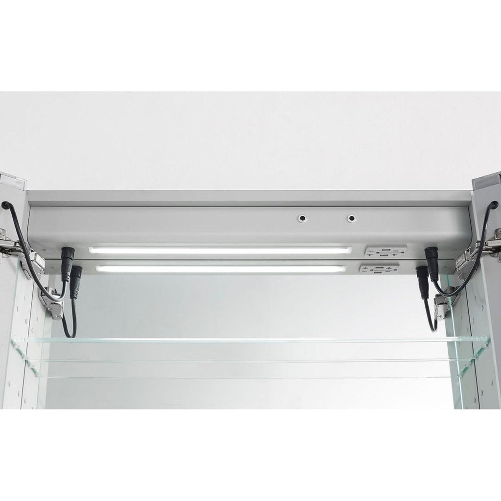 Aquadom Signature Royale 36" x 36" Double-Door LED Lighted Medicine Cabinet With Defogger, Integrated LED 3X Magnifying Mirror and Electrical Outlet With USB - SR-3636-N