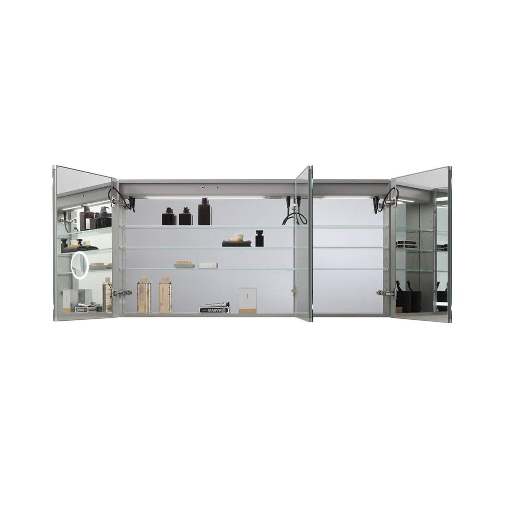 Aquadom Signature Royale Tri-View 60" x 30" Rectangular Medicine Cabinet With Lighting, Defogger, Integrated LED 3X Magnifying Mirror And Electrical Outlet with USB - SR-6030