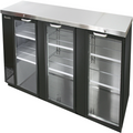Blue Air BBB90-4BG-HC | 90" Wide 3 Door Black Viny Stainless Steal Back Bar - BBB90-4BG-HC