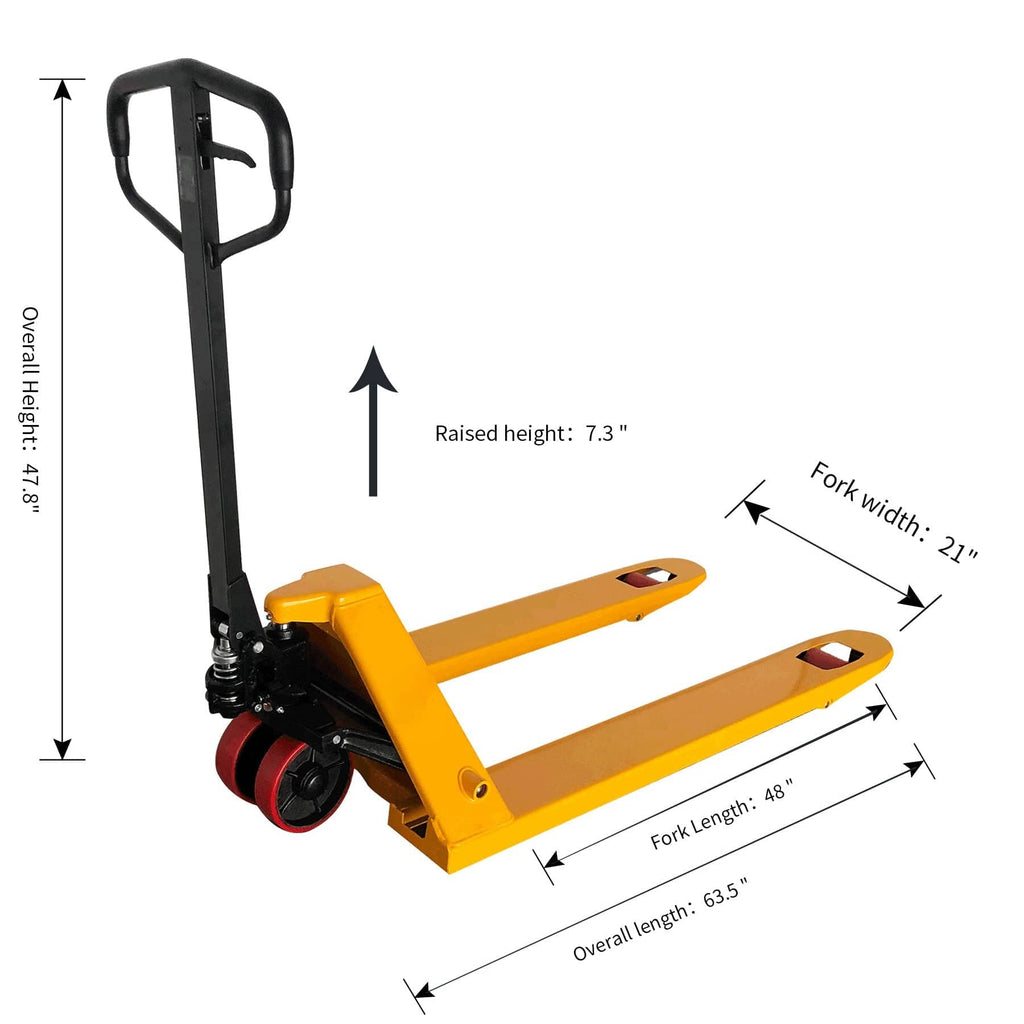 Apollolift High Quality Manual Hydraulic Pallet Jack 5500 lbs.48"x21"Fork - A-1006