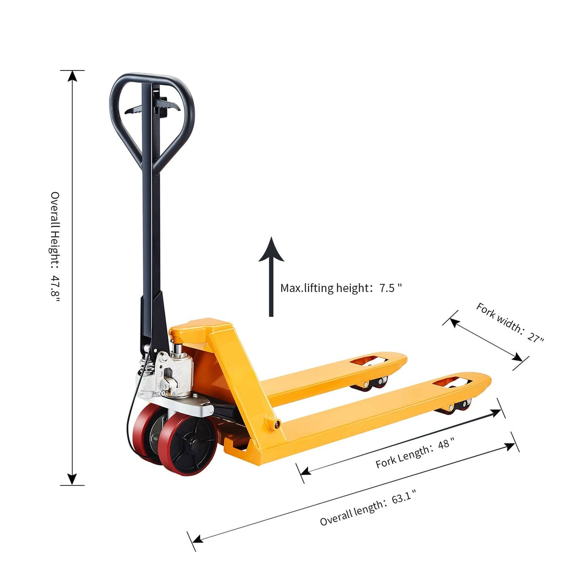 Apollolift Pallet Jack Brake System - 5500lbs. 48"Lx27"W Fork -  A-1011