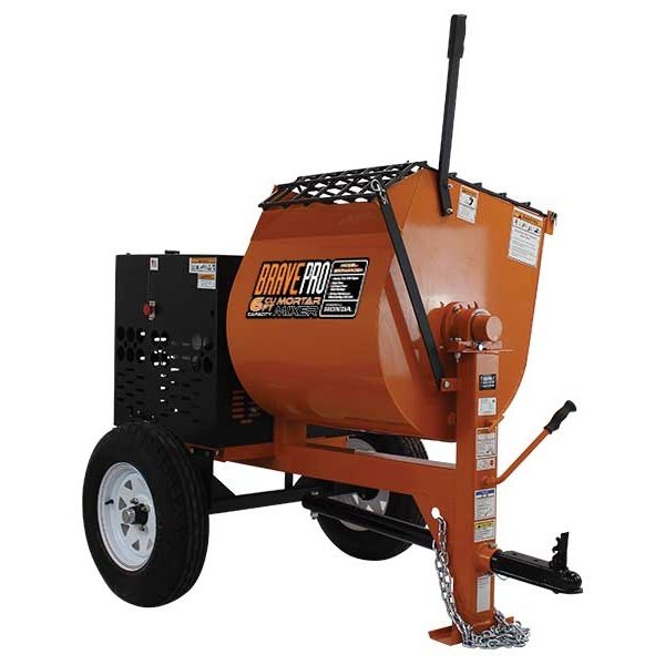 BravePro™ 6 Cubic Foot Steel Drum Mortar Mixer w/ Honda® GX240 Engine (BRPMM106H)