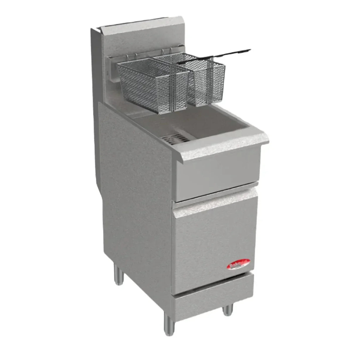 BakeMax 15.5" Natural Gas Fryer, Floor Model, 40 lb., 90,000 BTU - BAKEG40