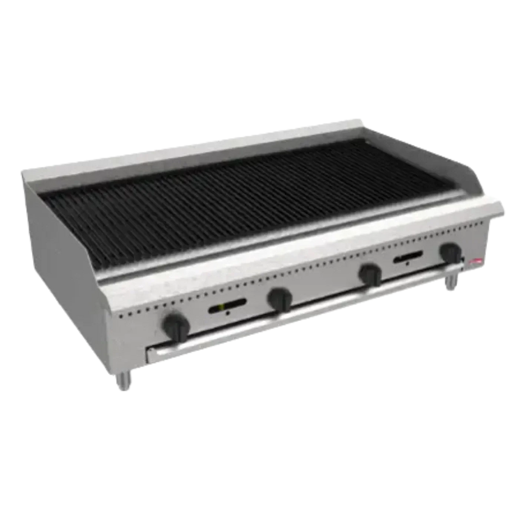 BakeMax  48" Countertop Natural Gas Charbroiler w/ Manual Controls, 120,000 BTU  BACGG48-8