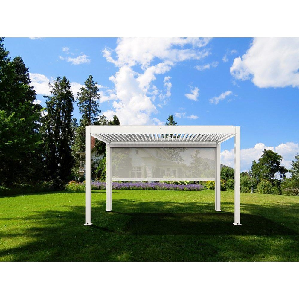 Bon Pergola Motorized Wind Resistant Side Shade/Screen - Only for Villa Pergola (Add-on Only) - BP-MOT-WRS-WH-10