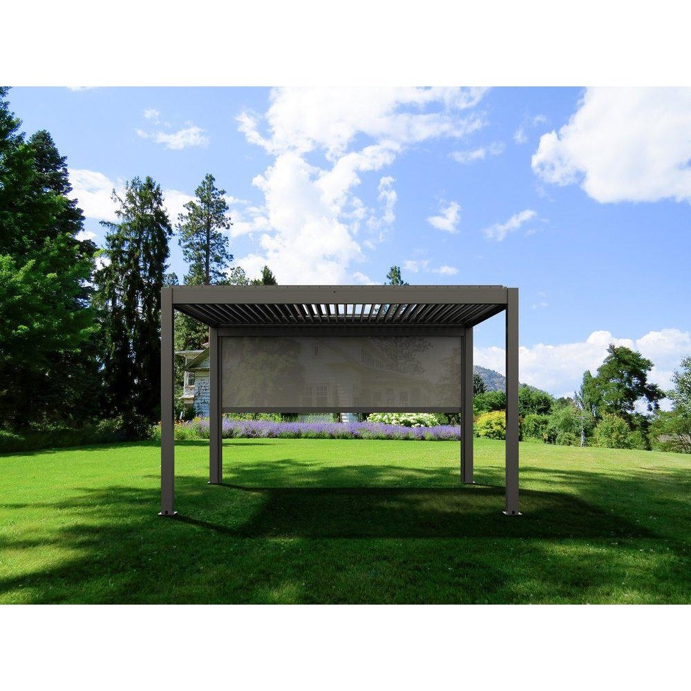 Bon Pergola Motorized Wind Resistant Side Shade/Screen - Only for Villa Pergola (Add-on Only) - BP-MOT-WRS-WH-10