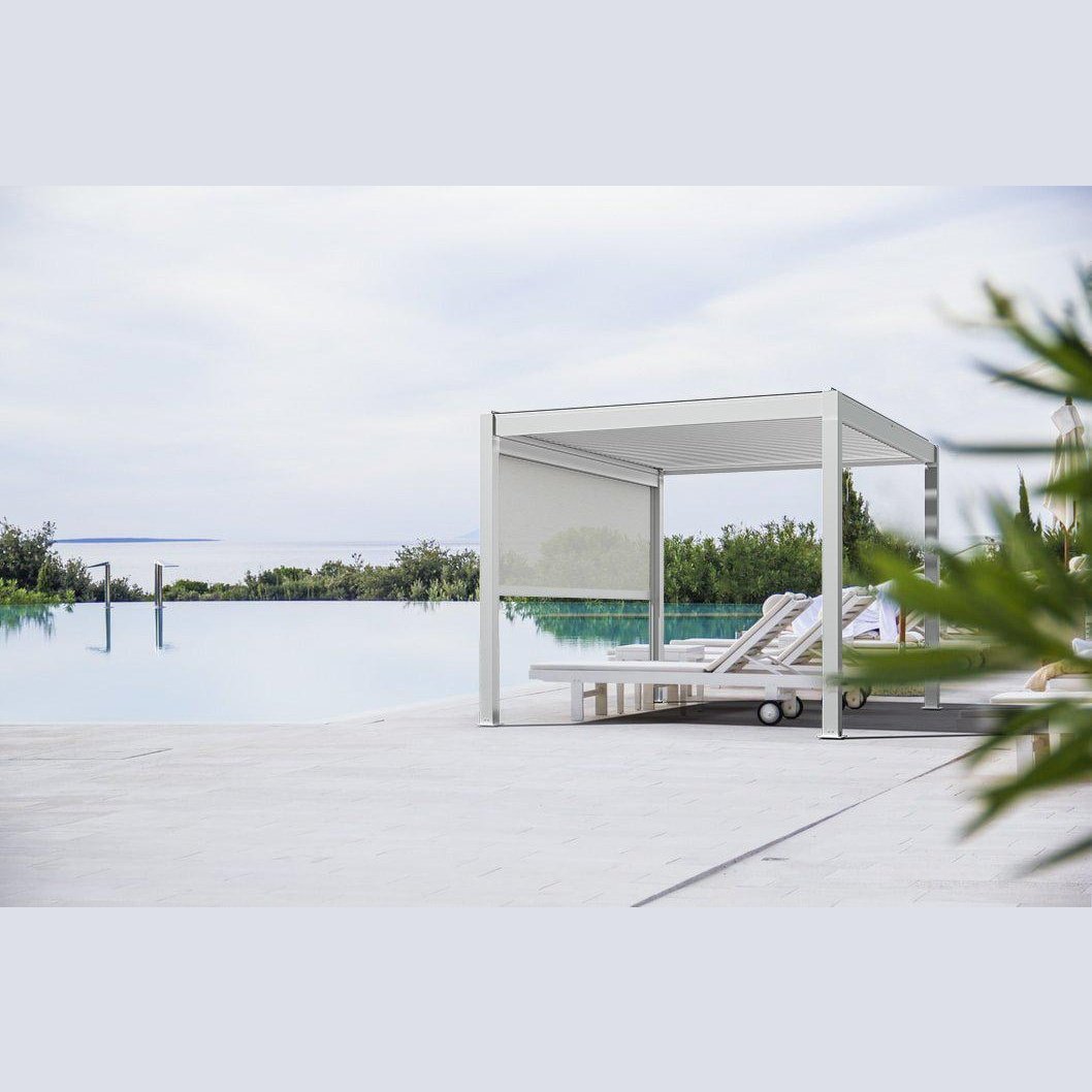 Bon Pergola Motorized Wind Resistant Side Shade/Screen - Only for Villa Pergola (Add-on Only) - BP-MOT-WRS-WH-10